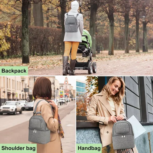 Vista 4 de Bolsa enfriadora de leche materna con bolsa de hielo, almacenamiento de leche materna de doble cubierta para lactancia materna, lactancia