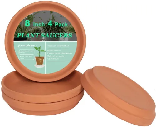 Vista 12 de vensovo Bandeja de Platillos para Macetas de Terracota Morada de 8 Pulgadas - 4 Piezas de Platillos Redondos para Maceteros para Plantas