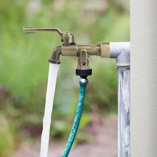 Vista 8 de Grifo doble para exteriores 2 en 1 de bronce, material de latón, montaje en pared, entrada y salida hembra NPT de 3/4 pulgadas, a prueba de heladas