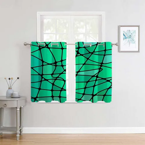 Vista 2 de Cortinas para Sala Elegantes Modernas Green Mosaic Decor Retro Mosaic Back Door Curtains Darkout Curtains for Bedroom 55Inch Width by 72Inch