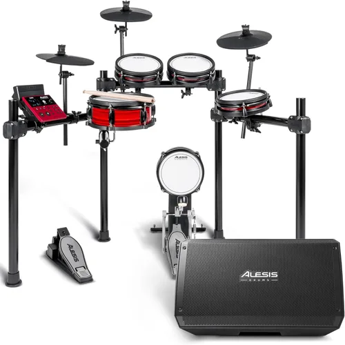 Vista 9 de Alesis Nitro Max Kit y Strike Amp 8 MK2 - Set de batería eléctrica con altavoz de amplificador de batería de 8 pulgadas y 2000W, con Bluetooth