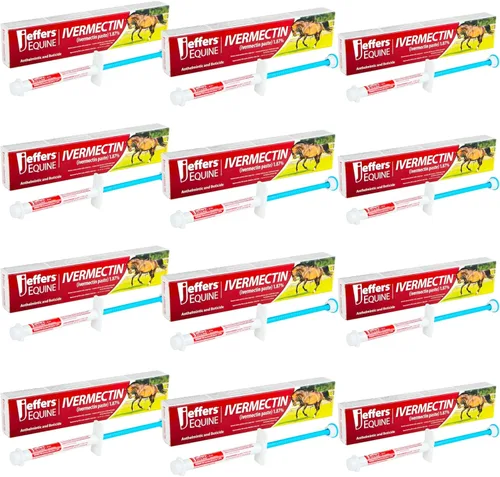 Vista 15 de Jeffers Desparasitante de gel ivermectina para caballos, sabor a manzana, 1.87% pasta antiparasitaria de amplio espectro, control eficaz