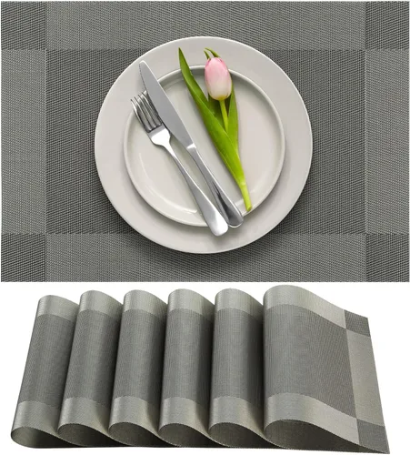 Vista 10 de More Décor Manteles individuales para mesa de comedor, lavables, resistentes al calor, de vinilo de PVC, para comedor y cocina, antideslizantes