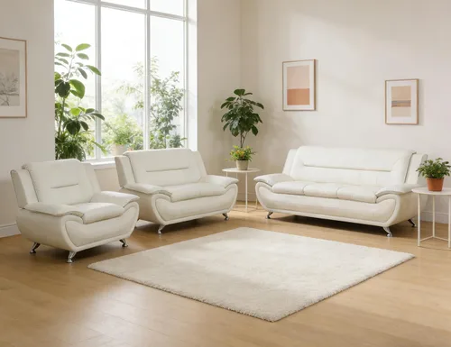 Vista 45 de Sofá seccional de cuero negro, juego de muebles de sala de estar, juego de 2 piezas de sofá moderno para sala de estar, apartamento, oficina, negro#1