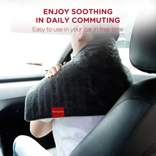 Vista 2 de Comfytemp Manta eléctrica para auto de 12V/24V para aliviar el dolor de espalda, 4 ajustes de calor, apagado automático de 11 horas, manta portátil