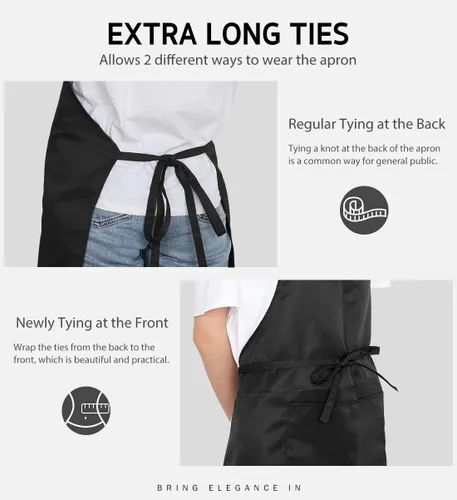 Vista 6 de Syntus 4 Pack Adjustable Bib Apron with 2 Pockets Cooking Kitchen Aprons for Women Men Chef