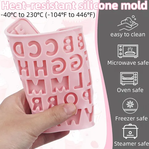 Vista 4 de 2 moldes de silicona para letras y moldes de chocolate con números, moldes reutilizables para hornear dulces, gomitas, cumpleaños, bodas y postres