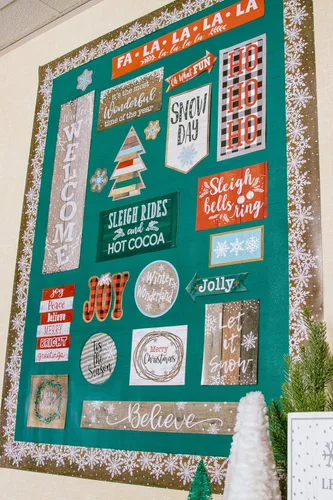 Vista 2 de Teacher Created Resources Home Sweet Classroom - Borde recto de invierno, marrón, blanco