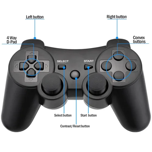 Vista 8 de Diswoe Controller for PS-3, Wireless Bluetooth Controller Gamepad Joystick, Double Vibrating Controller for Play_station 3 with Charger Cable Cord