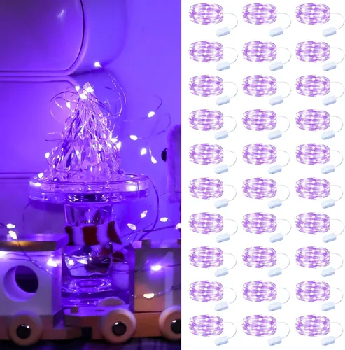 Vista 16 de ZSJWL Paquete de 6 luces de hadas recargables con control remoto y temporizador DIY, 7 pies, 20 luces LED de cadena de batería mini, luces