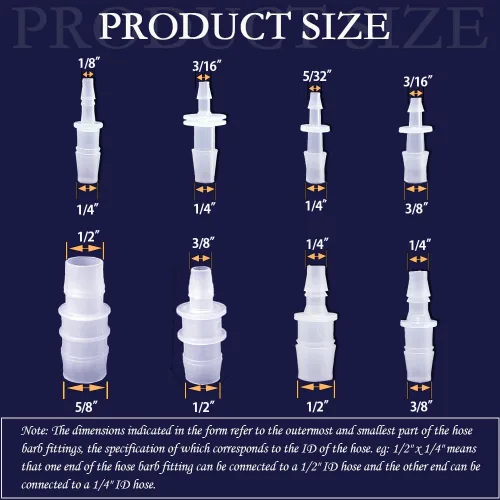 Vista 2 de 40 piezas de accesorios de púas de manguera, reductor de púas, conectores de tubería, unión de adaptador para acuario gas líquido, ID1/2"x1/4