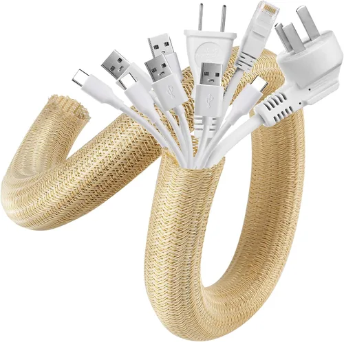Vista 18 de AGPTEK Funda para cables, 10 pies y 1 pulgada - Organizador de cables de escritorio, ocultador de cables, gestión de cables para computadora, TV