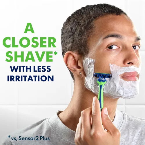 Vista 3 de Gillette Sensor3 Sensitive - Maquinillas de afeitar desechables para hombres, Lubrastrip mejorada se desliza fácilmente sobre tu piel, 8