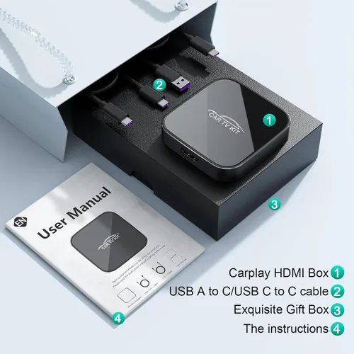 Vista 7 de Car TV Mate Pro con CarPlay inalámbrico y adaptador automático Android, adaptador multimedia HDMl actualizado para convertidor de TV Stick, HDMI Car