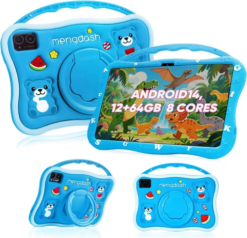 Tableta para niños, tableta de 10.1 pulgadas para niños, tableta de aprendizaje educativo Android 14, 12 GB de RAM+64 GB de almacenamiento ROM, WiFi