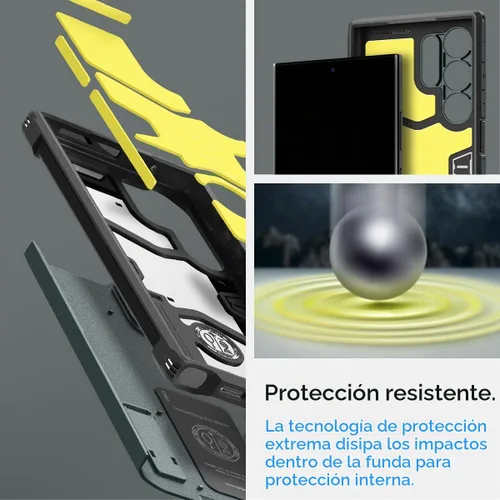 Vista 3 de Spigen Funda Tough Armor diseñada para Galaxy S24 Ultra (2024) [Soporte de apoyo] [Protección de grado militar] - Abyss Green