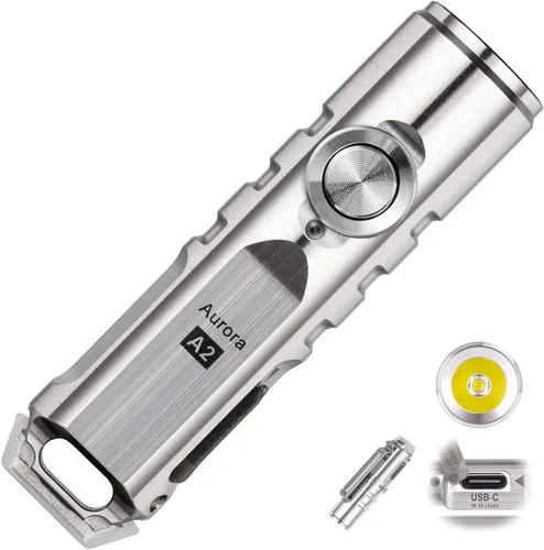RovyVon Aurora A2 G4 - Linterna de llavero brillante USB C recargable EDC, linterna de 650 lúmenes con clip magnético pequeño, función de bloqueo