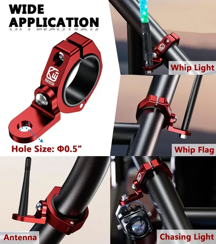 Vista 6 de VAZESWIN Soporte de Montaje de Luz de Látigo UTV, Soporte de Bandera de Látigo UTV Resistente de Aleación de Aluminio, Soporte de Montaje de Barra