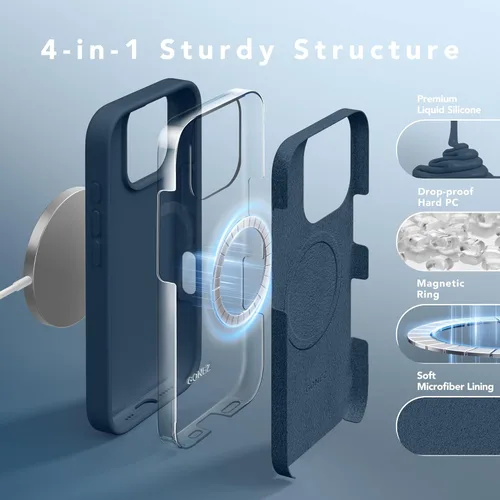 Vista 1390 de GONEZ Funda magnética para iPhone 14, compatible con Magsafe, con protector de pantalla + protector de cámara, forro de microfibra antiarañazos