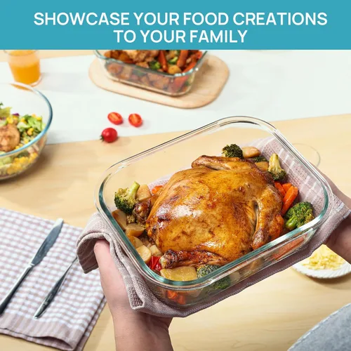 Vista 4 de Vtopmart 2Pack 2260ml/ 76.4oz Large Glass Storage Containers with Lids, Meal Prep Food Container Set with Snap Airtight Lid for Baking, Microwave