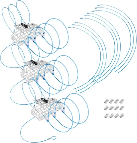 Vista 11 de Trampas para cangrejo con 6 bucles, bloque de acero galvanizado de 1 onza, caja rectangular para cangrejo para Dungeness, roca, cangrejo azul