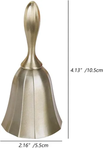 Vista 4 de Alnicov Campana de mano, campana de llamada, campana de boda, campana de cena, campana de aula, bronce mate