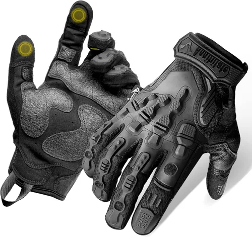 ZUNE LOTOO Touchscreen Tactical Gloves Men with Kevlar-Lined & TPR Impact Protection for Motorcycle Paintball Airsoft Range Work(Black/Red/Green/Tan)
