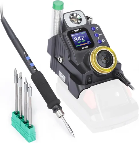 WEP 982-VI 3 Estación de soldadura inalámbrica para batería Milwaukee de 20V, kit de soldador con soporte integrado, limpiador de puntas, conversión