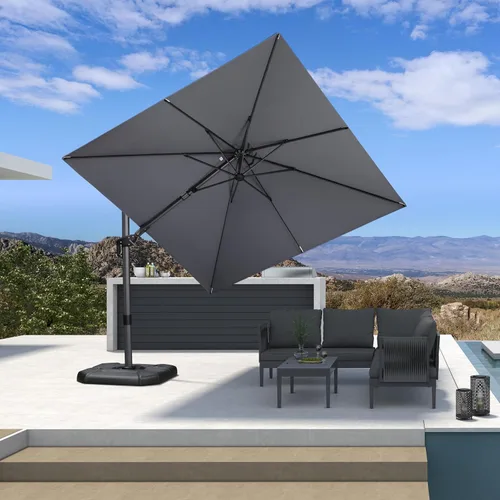Vista 59 de PURPLE LEAF Sombrilla de Patio de 8 Pies para Exteriores Sombrilla Cantilever Cuadrada de Aluminio Sombrilla Offset con Rotación de 360 Grados