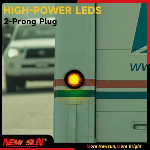 Vista 2 de NEW SUN Premium luces LED redondas de 2.5 pulgadas para remolque, 13 luces LED laterales, kits de luces de despeje con arandela y enchufe de 2 pines
