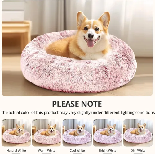 Vista 322 de JOLLYVOGUE Cama Calmante para Perros Pequeños - Cama para Perros Pequeños en Forma de Dona Lavable de 23 Pulgadas para Gatitos y Cachorros, Camas