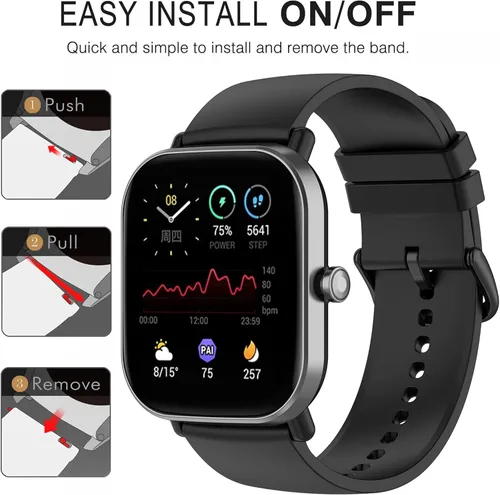 Vista 5 de QGHXO Banda para Amazfit Bip 3/Bip 3 Pro/Bip U Pro/Bip S lite/Bip/Bip Lite/Bip S/Bip U, banda de silicona suave de repuesto para Amazfit GTS 4/GTS 4