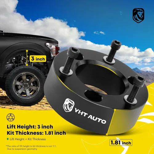 Vista 2 de YHTAUTO Kit de elevación de nivelación delantera de 3 pulgadas, espaciadores de puntal de aluminio con kit de herramientas compatible con Nissan