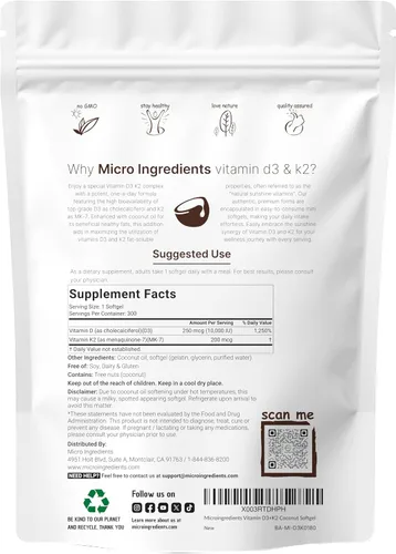 Vista 5 de Micro Ingredients Vitamina D3 10,000IU + K2 MK-7 200mcg cápsulas blandas y aceite de orégano con gotas de semillas negras Paquete Vitaminas D &