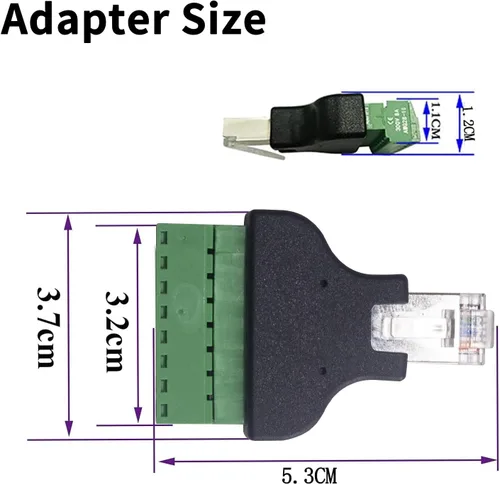 Vista 2 de Poyiccot Adaptador de terminal de tornillo RJ45, paquete de 2 unidades, adaptador Ethernet de red, placa de ruptura RJ45 macho 8p8c a terminal AV