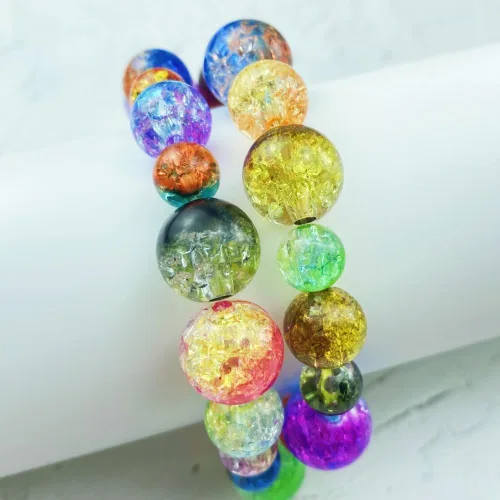Vista 6 de 300 piezas cuentas de acrílico de 8 mm con grietas, cuentas redondas de cristal acrílico para hacer joyas, pulseras, collares, manualidades