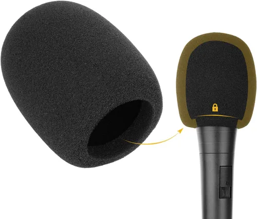 Vista 3 de ChromLives Cubierta de micrófono Cubierta de espuma para parabrisas de micrófono, color negro, grado superior, paquete de 6