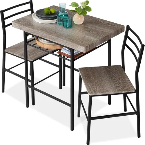 Vista 13 de Best Choice Products Juego de comedor moderno de 3 piezas, juego de comedor compacto para cocina, comedor, espacio pequeño con estructura de acero