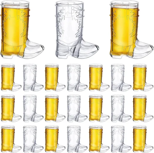 Vista 10 de Durony 36 piezas de mini vasos de bota de vaquero 1 oz de plástico, vasos de vaquero occidental para decoraciones de fiesta de vaquero y vaquera