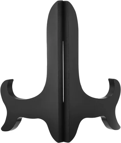 Vista 3 de uxcell 2 piezas soporte de caballete plegable de madera de 5" para marco de fotos decorativo en negro