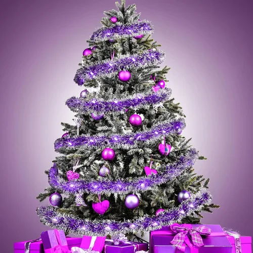 Vista 47 de Ceenna 4 guirnaldas de oropel de Navidad de 32.8 pies con 100 luces LED de 32.8 pies para colgar en la pared, árbol de Navidad, decoración