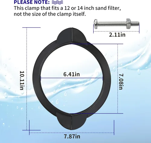 Vista 4 de SF80110-2 Pieza de repuesto de anillo de abrazadera de piscina 10 pulgadas de grande con tornillos para 12 y 14 pulgadas