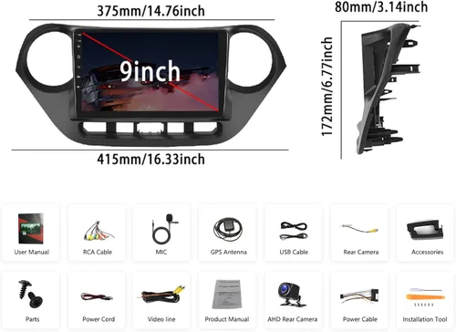 Vista 7 de 2+32G Android Car Stereo para Hyundai I10 2013-2018 inalámbrico Apple Carplay Android Auto 9 pulgadas pantalla táctil Bluetooth navegación