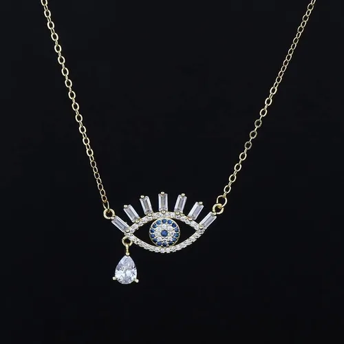 Vista 7 de Joyería de moda - Collar con dije de hip hop turco, collar con dije de ojo de la suerte Hamsa de mano turca de mal de ojo, collar de cadena larga