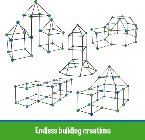 Vista 4 de Kit de fortaleza de construcción – 85 piezas con almacenamiento – STEM Build DIY juguete educativo de aprendizaje para interiores y exteriores