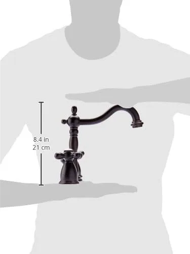 Vista 7 de Kingston Brass KB1975AX Heritage - Grifo de lavabo con mango cruzado de metal, bronce aceitado, centro ajustable de 8 pulgadas, bronce aceitado