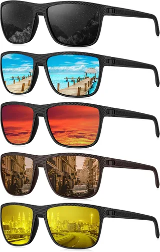Vista 14 de KALIYADI Gafas de sol polarizadas para hombre, gafas de sol clásicas para conducir, pescar, golf con protección UV400