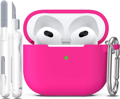 Vista 100 de Funda para AirPods con llavero, protección completa, de silicona, accesorios para AirPods, funda para chicas con estuche de carga inalámbrico