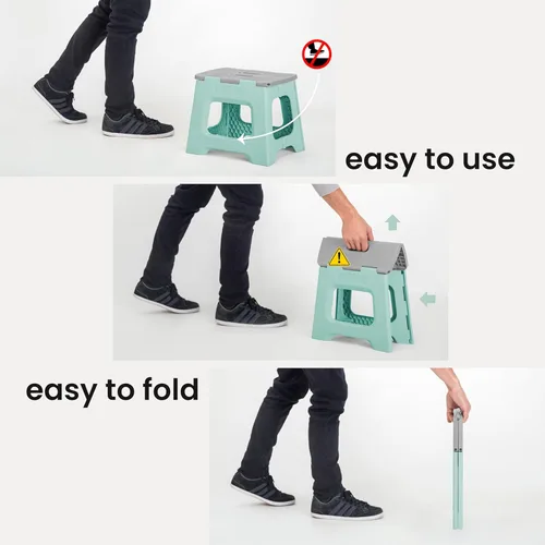 Vista 177 de Vigar Taburete compacto plegable, taburetes de 10-1/2 pulgadas para adultos de hasta 330 libras, taburete ligero, taburete plegable antideslizante