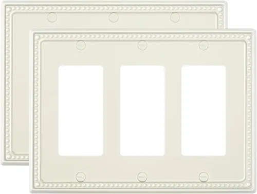Vista 83 de Paquete de 2 cubiertas de placa de interruptor de luz de doble palanca, cubiertas decorativas de placa de doble interruptor Pearls, placa de pared